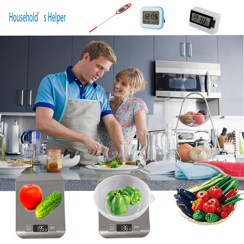 家庭料理の調理過重表示の調理台デジタルスケール